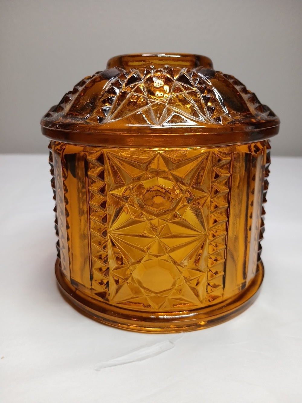 Fairy Lamp Top Lid Amber Indiana ? Glass  *No Flaws* Stars And Bars